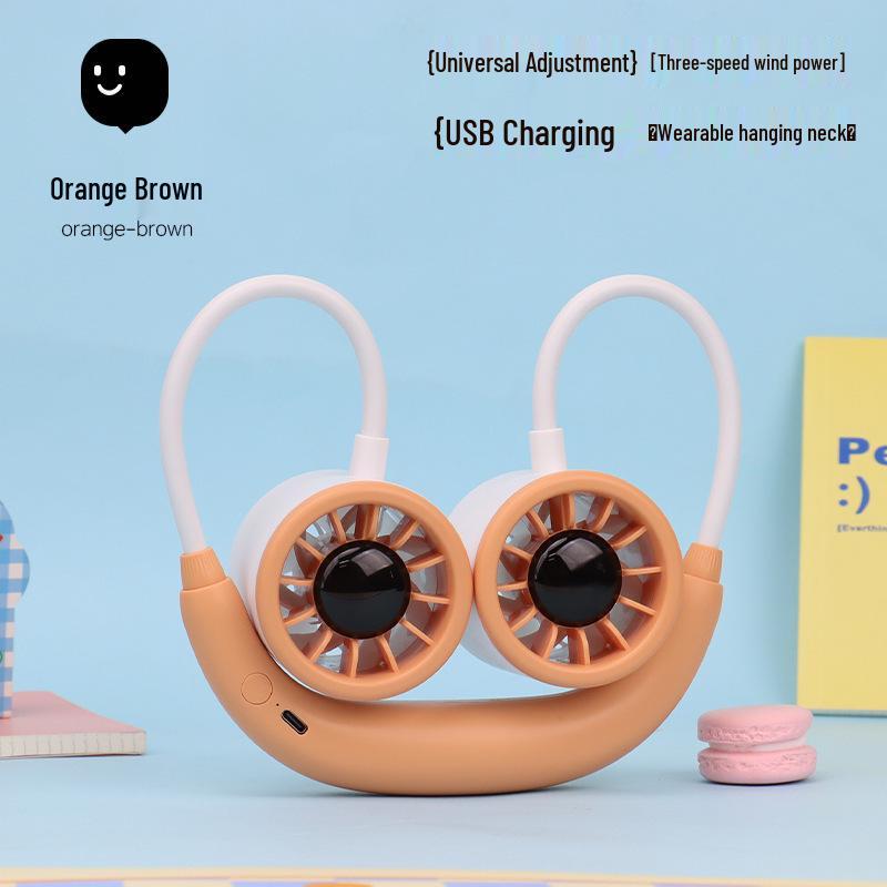 Compact Foldable Neck Fan - USB Rechargeable, High-Power, Stylish & Portable for Summer Travel Box + USB Charging Cable