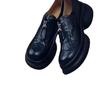 Keep version~ Thick-soled muffin bottom Deep mouth loafers Women's one-pedal round head retro small leather shoes Versatile single shoes