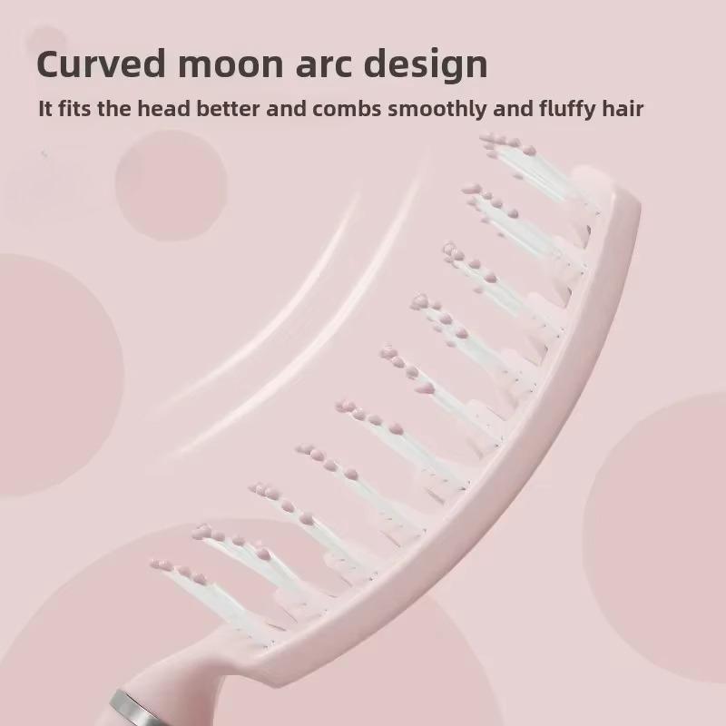 1Pc Pink Elastic Massage Combs Hollow Out Hair Brush Scalp Massage Combs Detangler Fast Blow Drying Hair Styling Detangling Tool