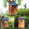 Burnt Pine Outdoor Wooden Birdhouse for Small Parrots - Warm Solid Wood Incubation Nest Box