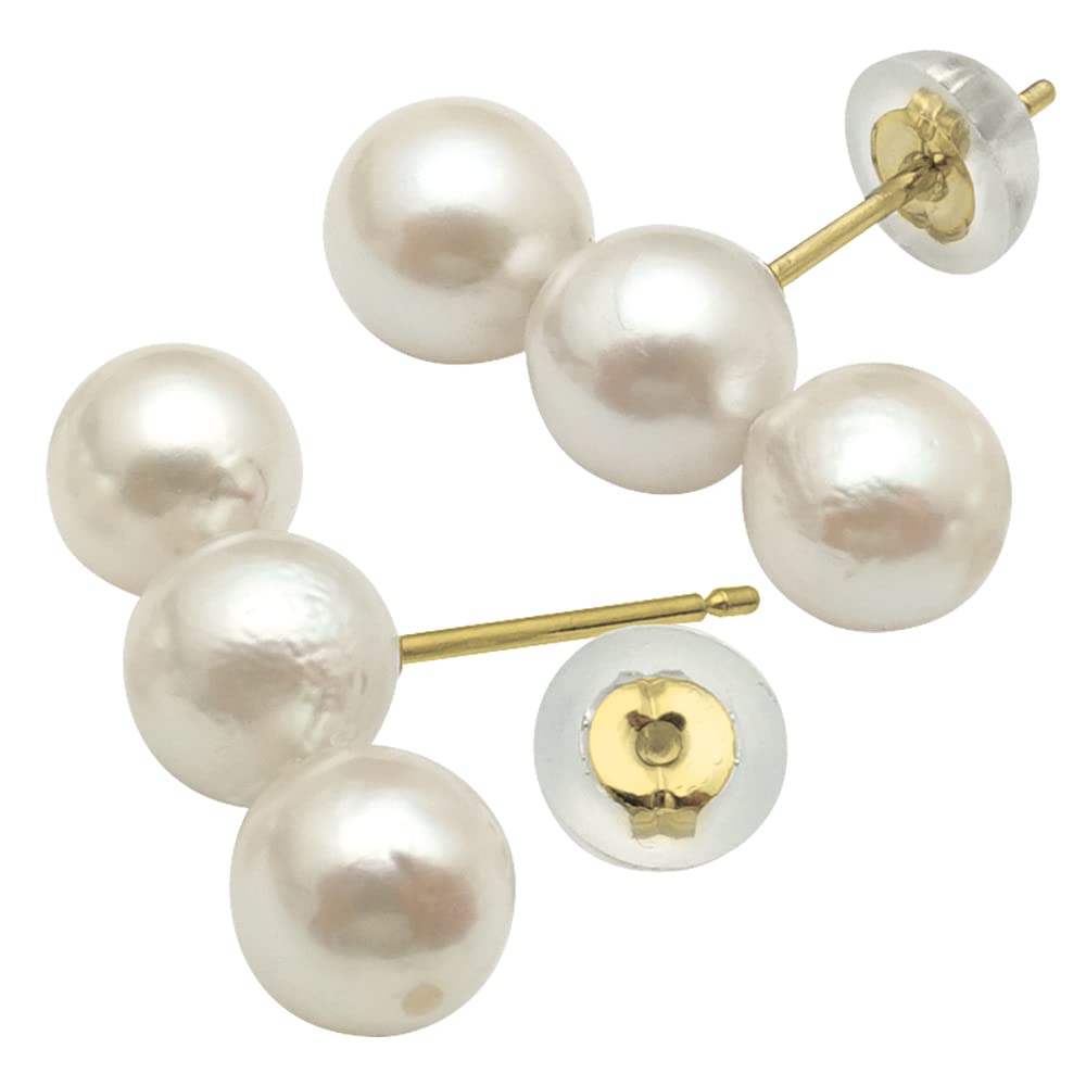 

Akoya pearl pearl earrings with double lock 6mm/Pt/ K18/3-pearl earrings/Triple back/6.0-6.5mm/Platinum/Gold/Pt900/18K