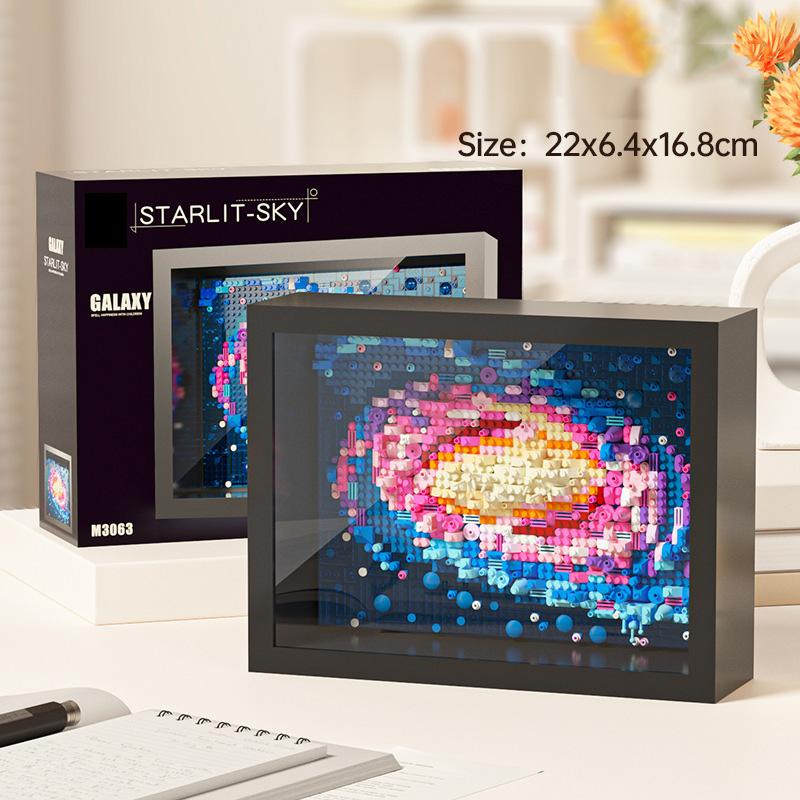 Idea Art Micro Bloc Diamant Meuble de Maison Nanobrique Tournesol Nuit Étoilée Voie Lactée Galaxie Cadre Photo 3D Jouet Brique de Construction