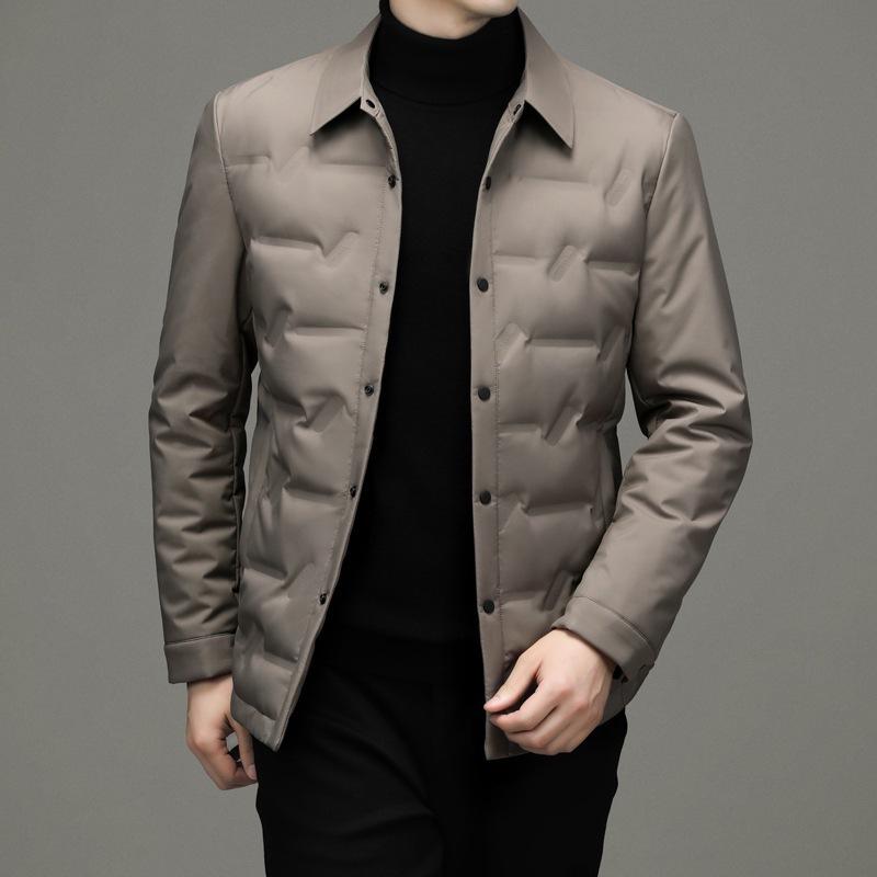 

2025 fleece thickened plus size jacket fall and winter men s middle-aged solid color casual hooded warm jacket shirt top M