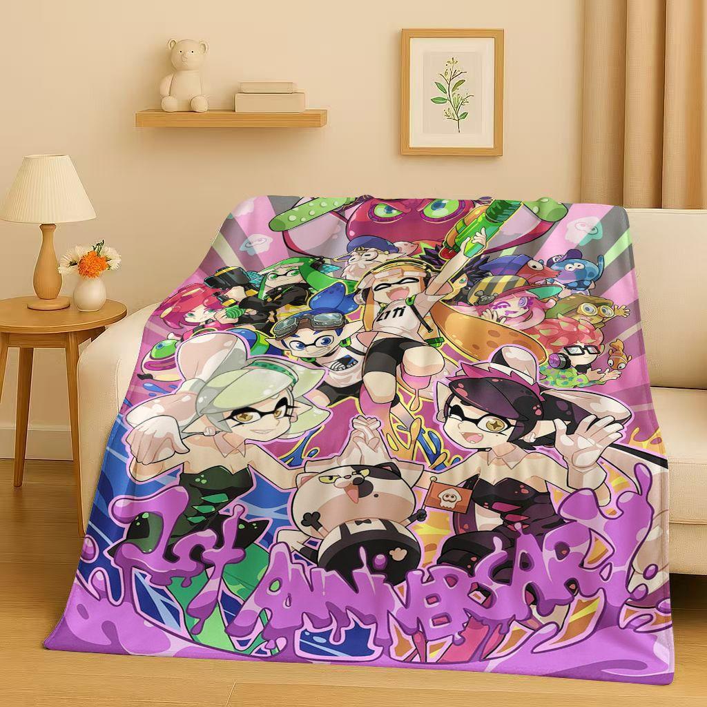 HD Splatoon Game Cartoon Flannel Blanket,Ultra Soft Warm Plush Throw for Home Bedroom Bed Sofa Cover Office Travel Picnic Kids