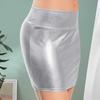 Club Show Sheath Skirt Slim Fit Glossy Smooth Surface Solid Color Mid Waist Clubwear Faux Leather Stage Performance Nightclub Mini