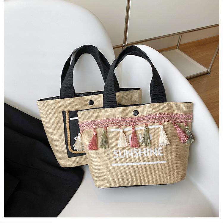 Cotton Linen Tote Bag With Letter Pattern For Daily Casual Fashion Girls