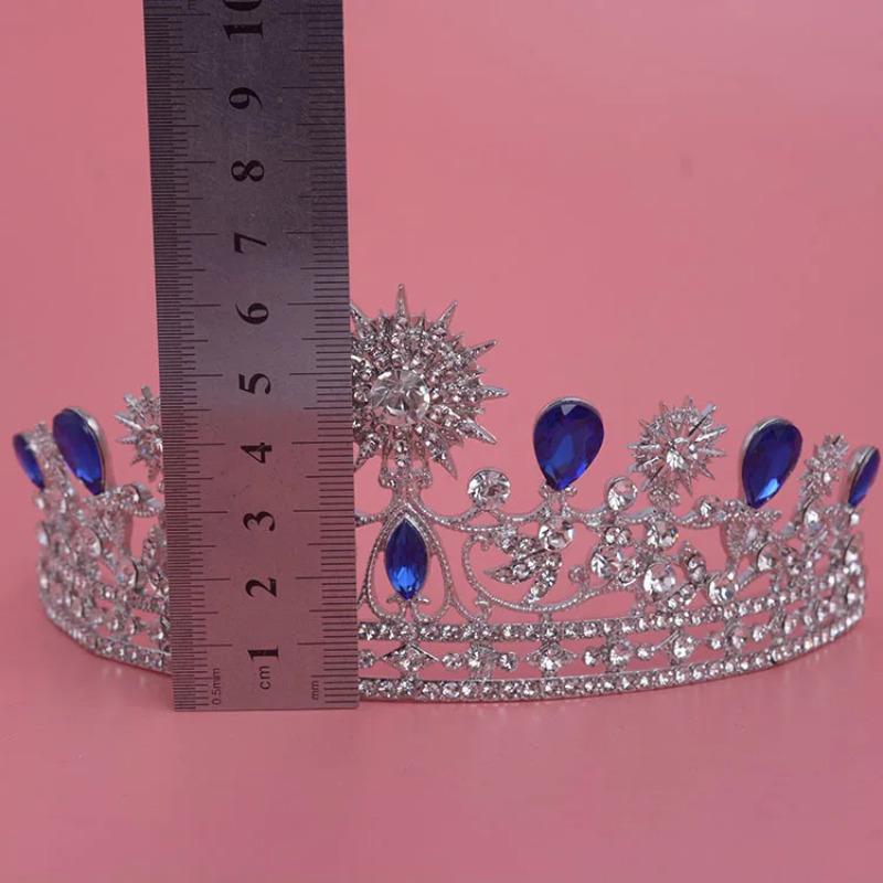Luxury Elegant Blue Rhinestone Bridal Tiara Crystal Wedding Quinceanera Tiaras And Crowns Pageant Tiara Hair Jewelry Accessories