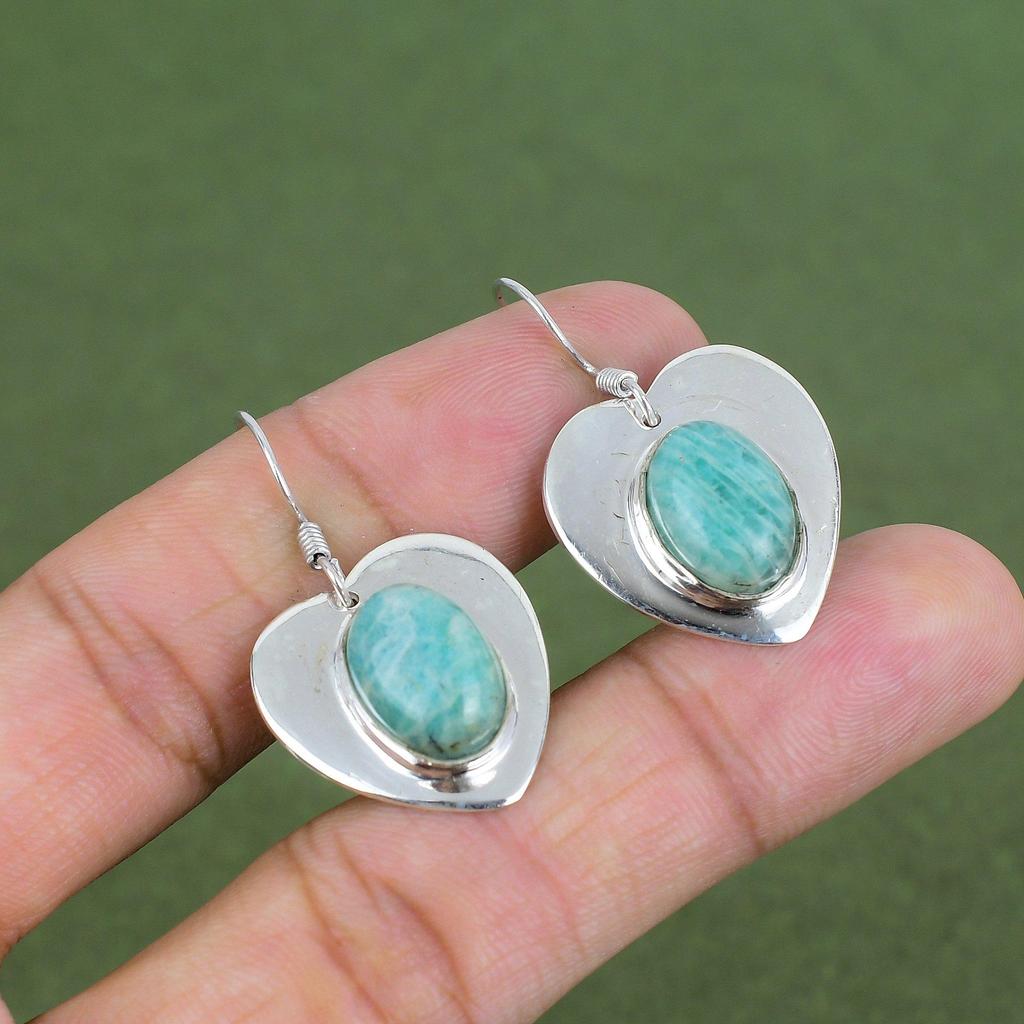 Amazonite Earring 925 Sterling Silver Earring Gemstone Handmade Earrings Amazonite Jewelry Latest Design Earring Silver Jewelry Gift For Her