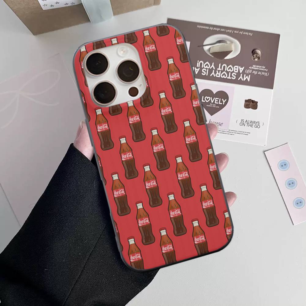 

C-COCA Logo C-COLAS Phone Case For iPhone 17 16 15 14 13 12 11 Pro Max Plus Corrugated Bumper Back Cover Shell iPhone 15 plus