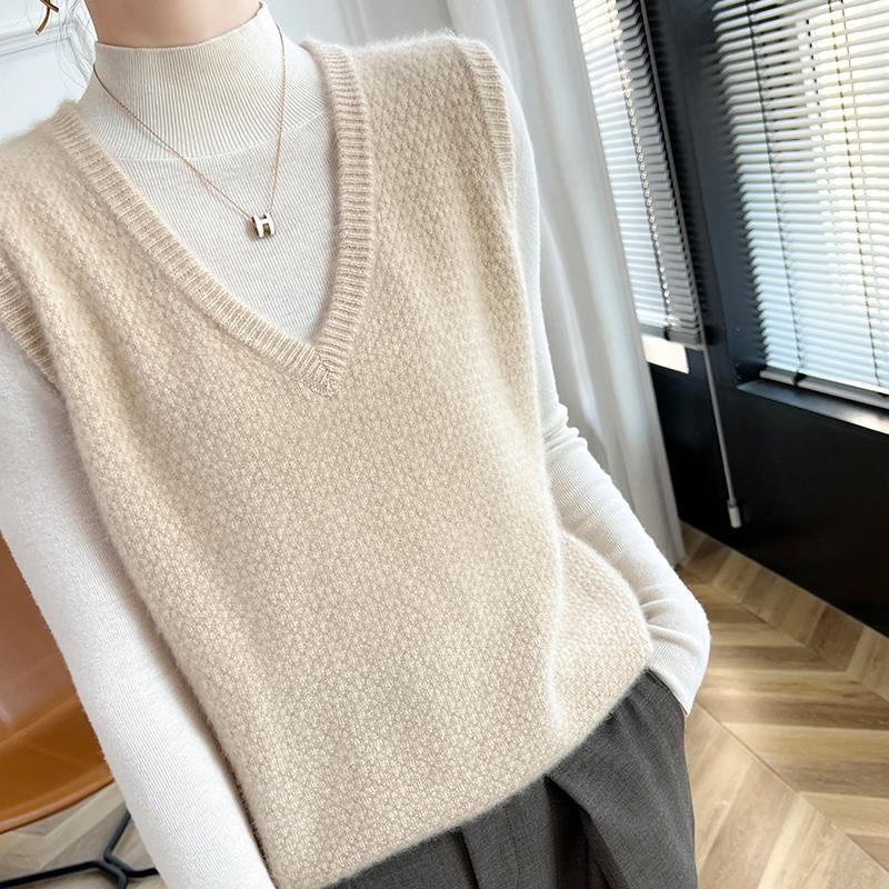 Women's Cashmere Vest Qinghe Cashmere 30% Cashmere 70% Wool Autumn and Winter Cashmere Vest Soft and Warm