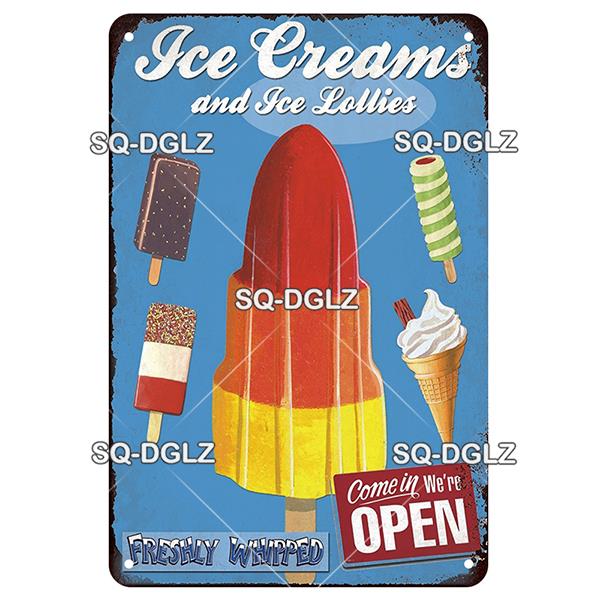 [SQ-DGLZ] Milkshake Metal Sign Vintage Plaque Tin Sign Wall Decoration Home Decor Bar Sign Home Decor Ice Cream Poster