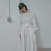 Lap Henley Neck Waist Tie Long Dress As1wo262