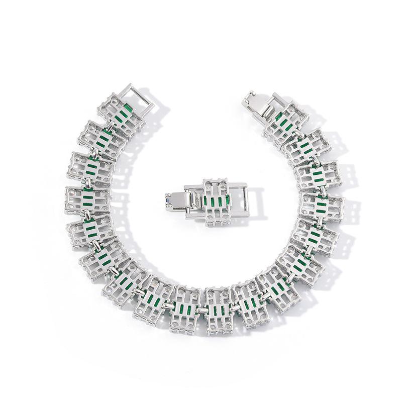 Evropská a americká Móda Pokovený Skutečné Zlato Zirkon Hodinkový Řetízek Třířadý Náramek