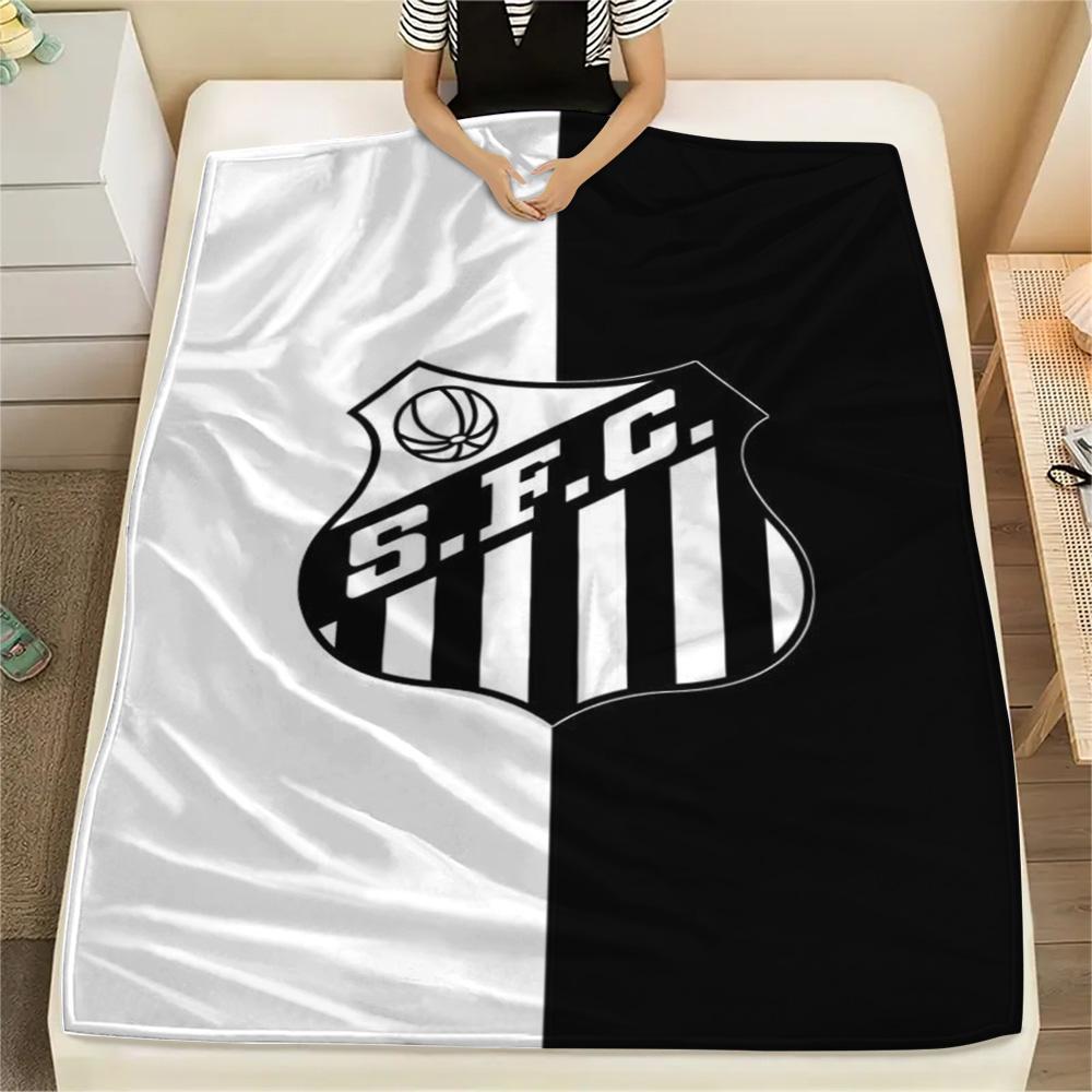 1Pc Santos FC Print Flannel Blanket High Quality Warm Comfortable Cover for All Seasons Perfect for Gifts Home Decor