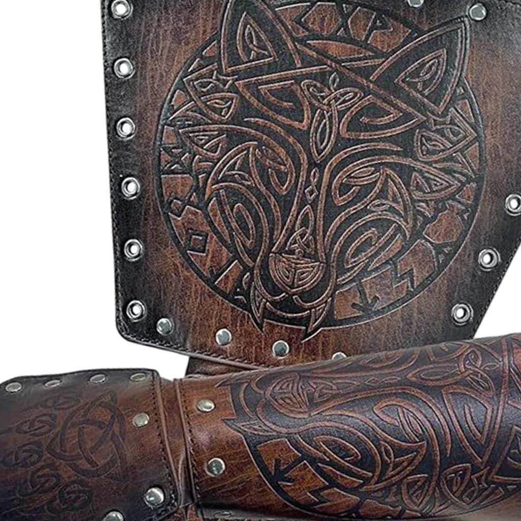 Medieval Arm Bracers Multifunction Wrist Guard PU Leather Wristband for Fancy