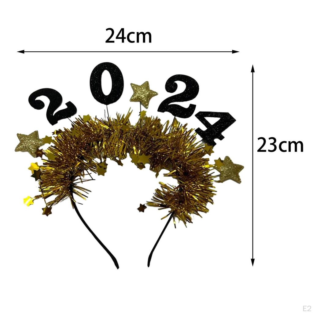 Happy Year Headband Decoration Women and Girls Glitter Star Sequins Hairbands for