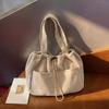 Solid Color Lightweight Corduroy Drawstring Tote Bag Large Capacity Shoulder Tote Bag