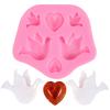 Silicone Mold Peace Doves with Love Heart Shape for Fondant Cake Clay Decoration Mold
