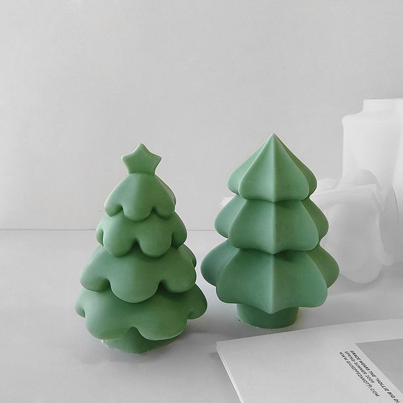 Creative Christmas Tree Silicone Candle Mold DIY Aroma Plaster Resin Molds Christmas Decoration Candle Making Supplies