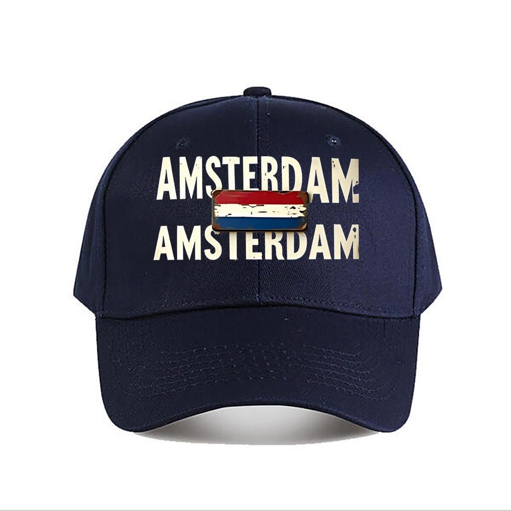 Berretto da Baseball in Cotone Lavato Vintage Amsterdam Berretto da Baseball Moda Unisex Cappello da Sole Donna Sport all'Aperto Cappellino Snapback