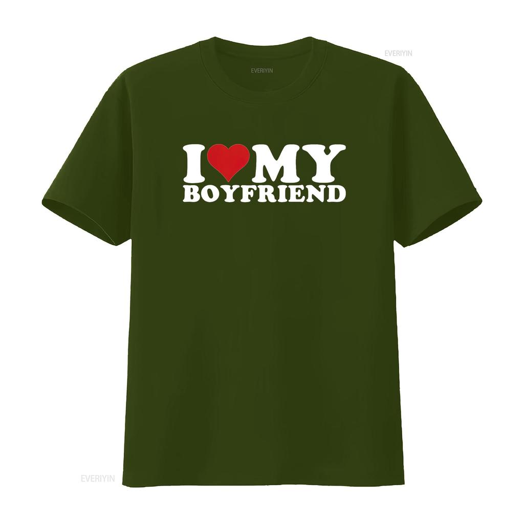 I Love My Boyfriend Heart BF T Shirt Black L Vintage Washed Designer Clothes Graphic Soft Homme Top For Everyday Wear