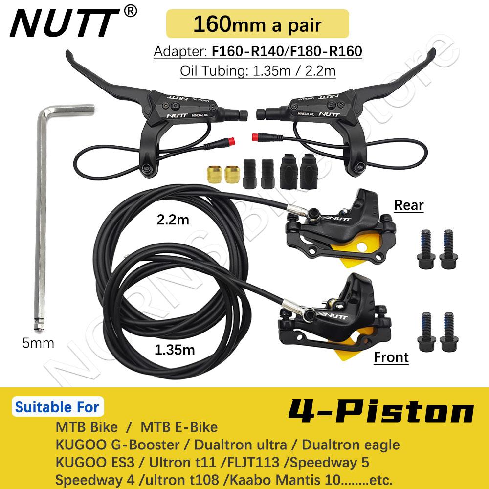 NUTT 4 Piston Y-5 Electric E-Bike Scooter Disc Brake Hydraulic Bicycle 140 160 180 Rotor For A5-D KUGOO Dualtron Kaabo Mantis