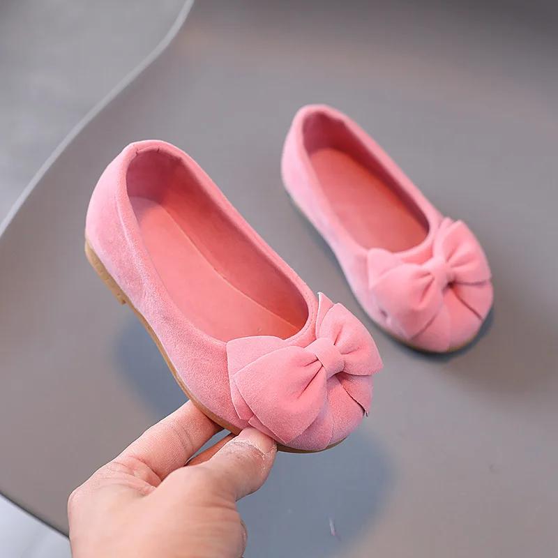 Children's Leather Shoes Sweet Chic Bowknot Ballet Flats for Girls Fashion Soft Versatile Kids Causal Princess Loafers Elegant