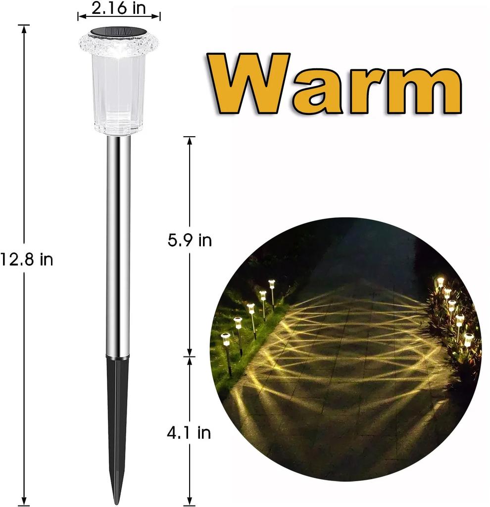 Waterproof Solar Lawn Lights Outdoor Stainless Steel Garden Yard Walkway Lawn Decor Night Lights Landscape Lighting