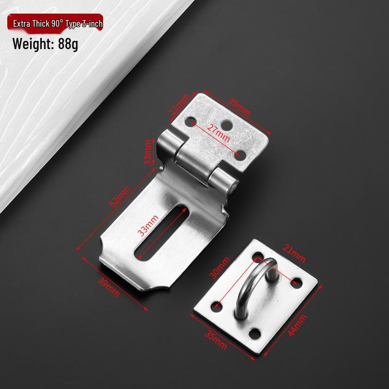 304 Stainless Steel Anti-theft Lock Plate for Cabinets and Drawers, Thickened 2.0, Old-fashioned Style Door Hasp and Staple Padlock.