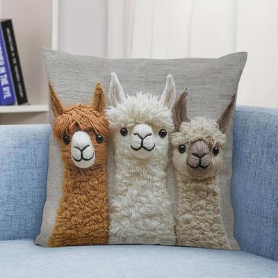 Modern Vintage Alpaca Friends Double Sided Print Zippered Pillowcase