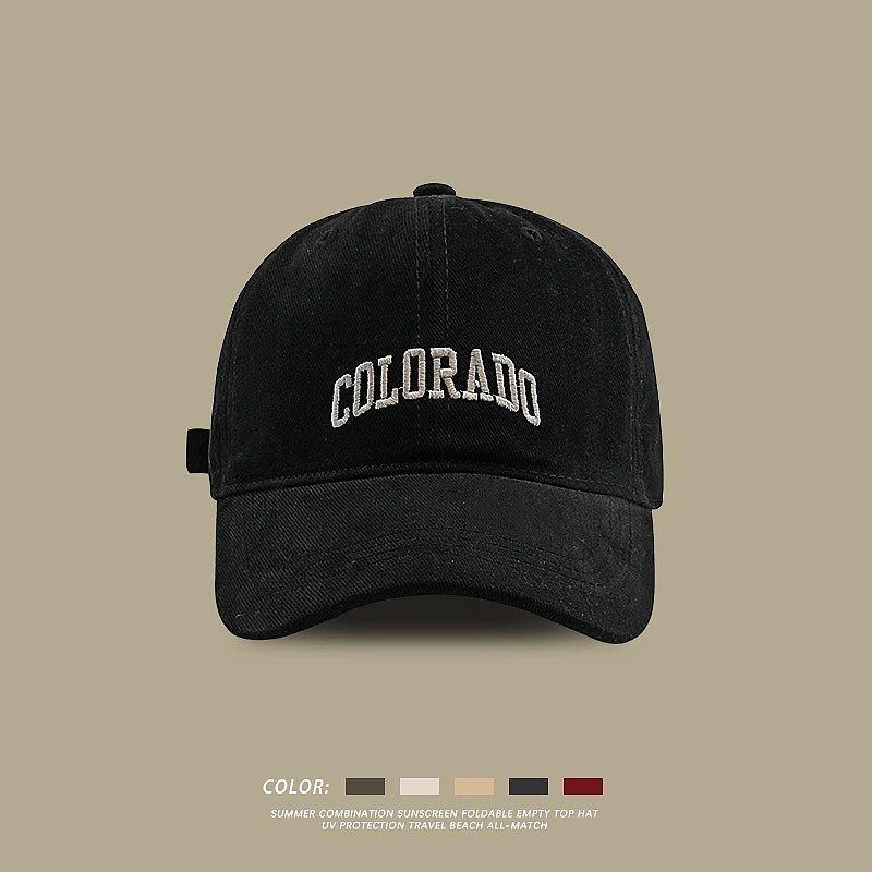 

Big Head Circumference Letter Deepening Peaked Cap Outdoor Face-Looking Little Couple Baseball Cap Black Wide Brim Sun-Proof Sun Protection Hat Black