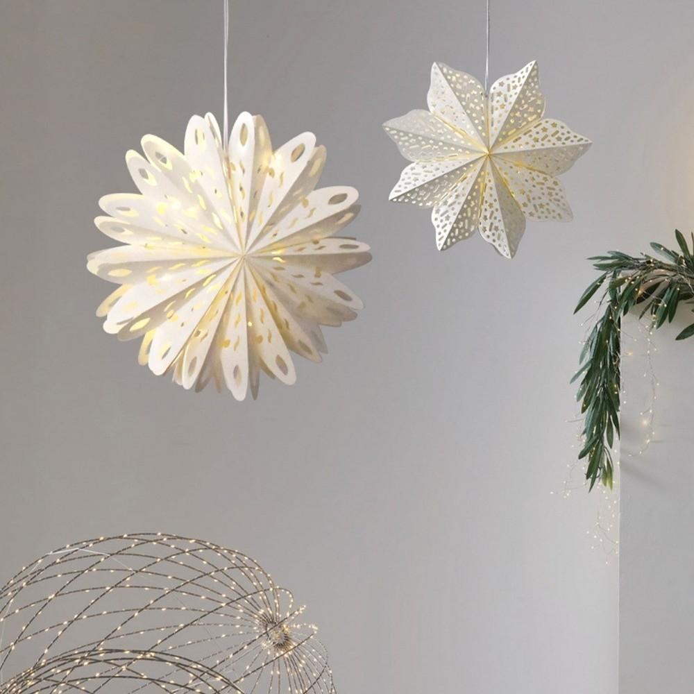 3D Hollow Out Star Paper Lantern White Star Hanging Ornaments  New Year Decor