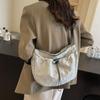 Large Capacity Drawstring Shoulder Bag Zipper Casual Crossbody Bag Nylon Shoulder Bag  Travel
