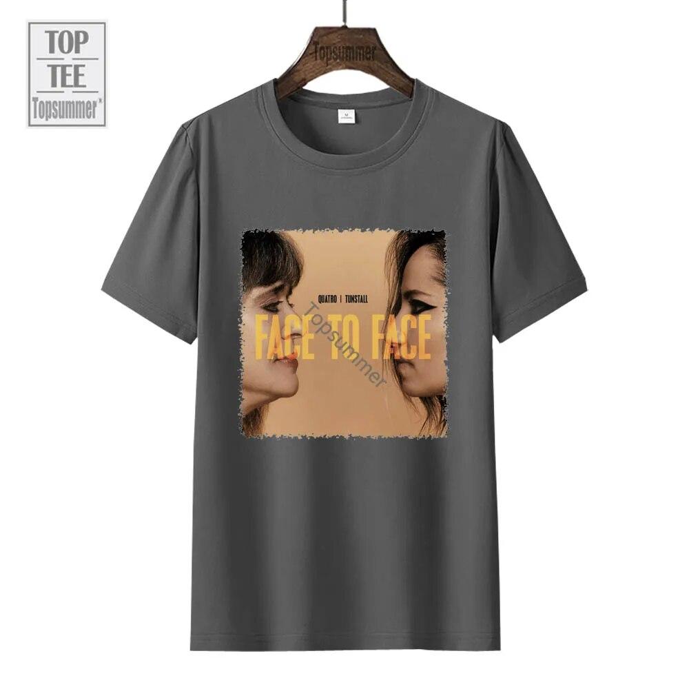 Face To Face Album T-Shirt Suzi Quatro Tour T Shirt Unisexs Rock Streetwear Graphic Print T Shirts Womens Cotton Tops Tees