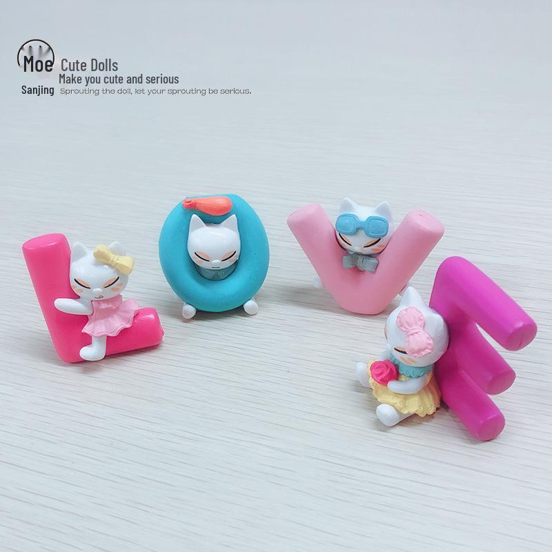 Adorable Cartoon Cat PVC Keychain Pendant & Micro Landscape Ornament