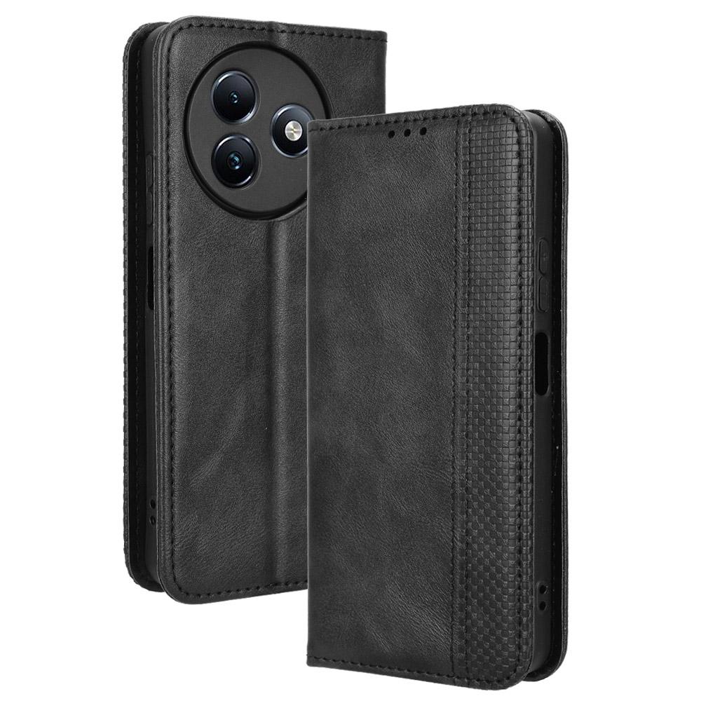 

For itel S24 S667LN Case Magnetic Closing Leather Phone Wallet Cover Black