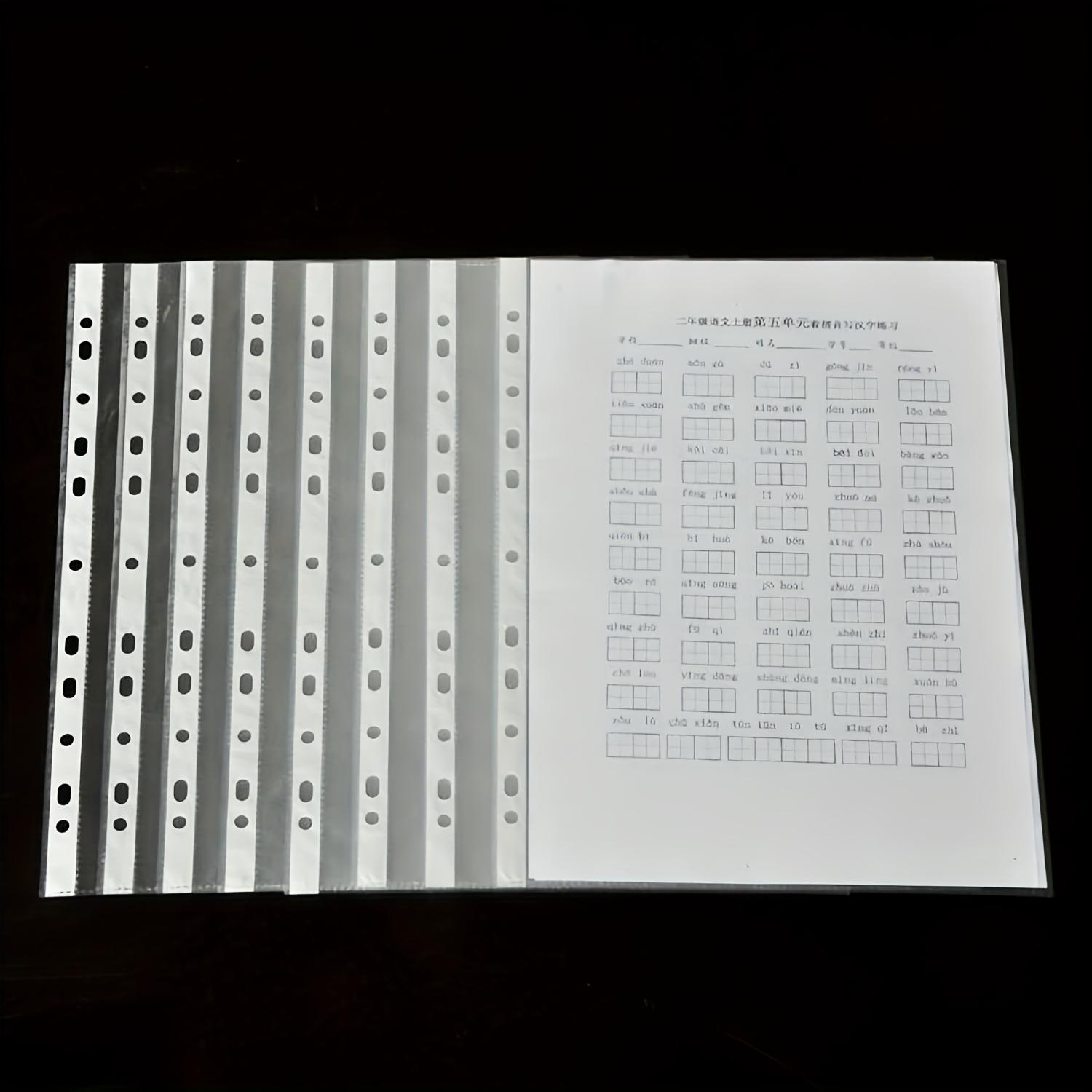 

Set of 100 Upgraded Transparent Document Sleeves Featuring an 11-Hole Design, Suitable for Three-Ring Binders for Storing Papers