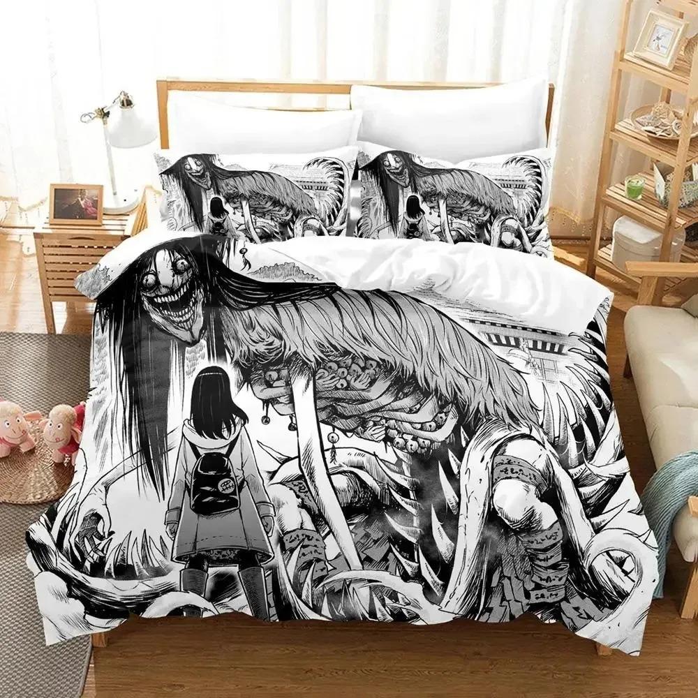 

3D Anime Mieruko-chan Bedding Set Duvet Cover Bed Set Quilt Cover Pillowcase Comforter king Queen Size Boys Adult Bedding Set AU Single 140x210cm