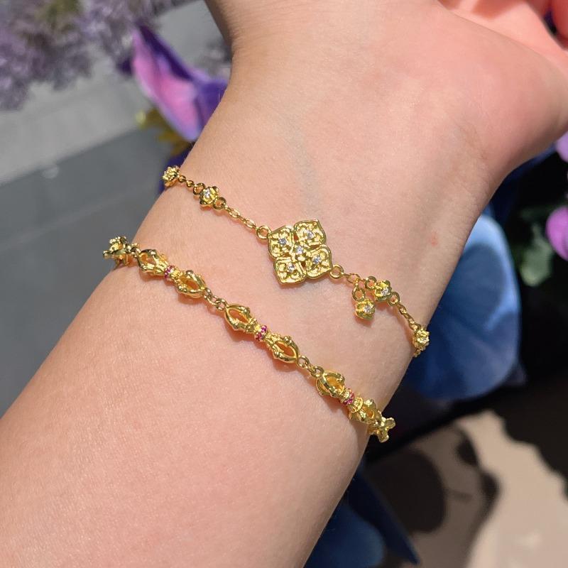 Double-sided Diamond-encrusted Ruyi Auspicious Necklace Bracelet Retro New Chinoiserie Jewelry Suit