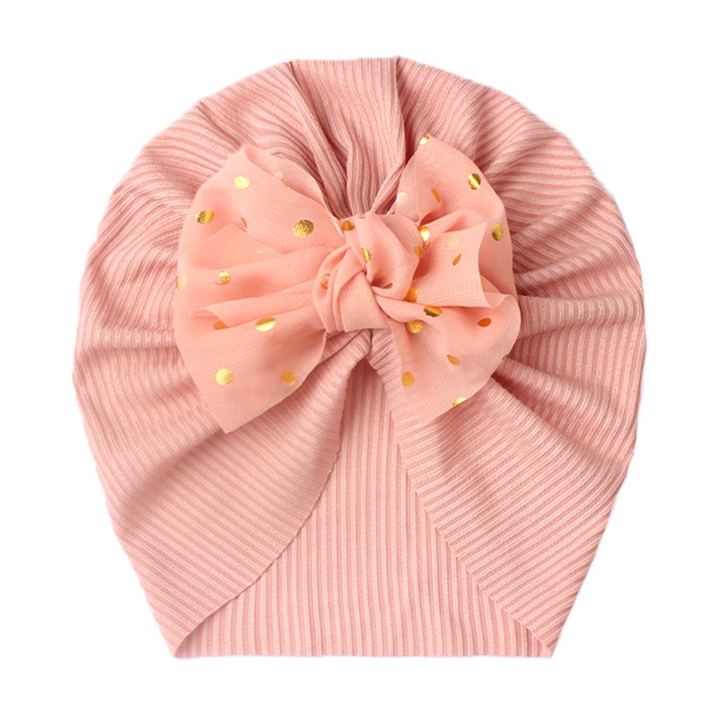 European & American Baby Ribbed Bow Hat - Polyester Pullover Cap