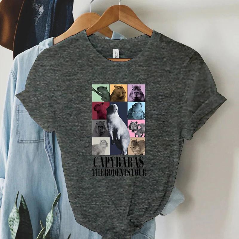 Funny Capybara Womens TShirt The Rodents Eras Tour Meme Graphic T Shirt Tops Summer Vintage Fashion Short Sleeve Women Tshirt