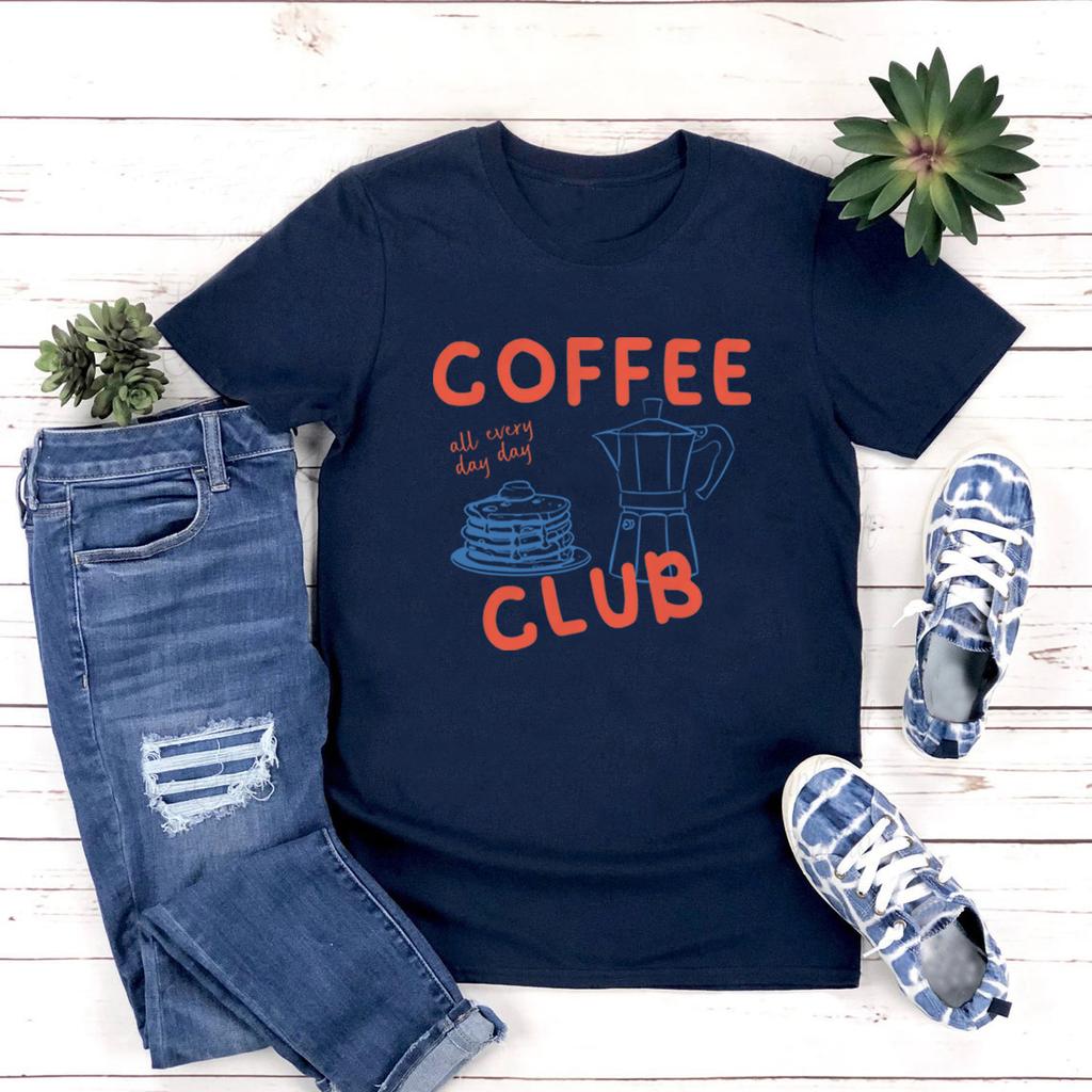 Coffee Club T Shirt Funny Coffee Lover Tshirt Unisex Short Sleeve Graphic T Shirts Retro Streetwear Tops Vintage Aesthetic