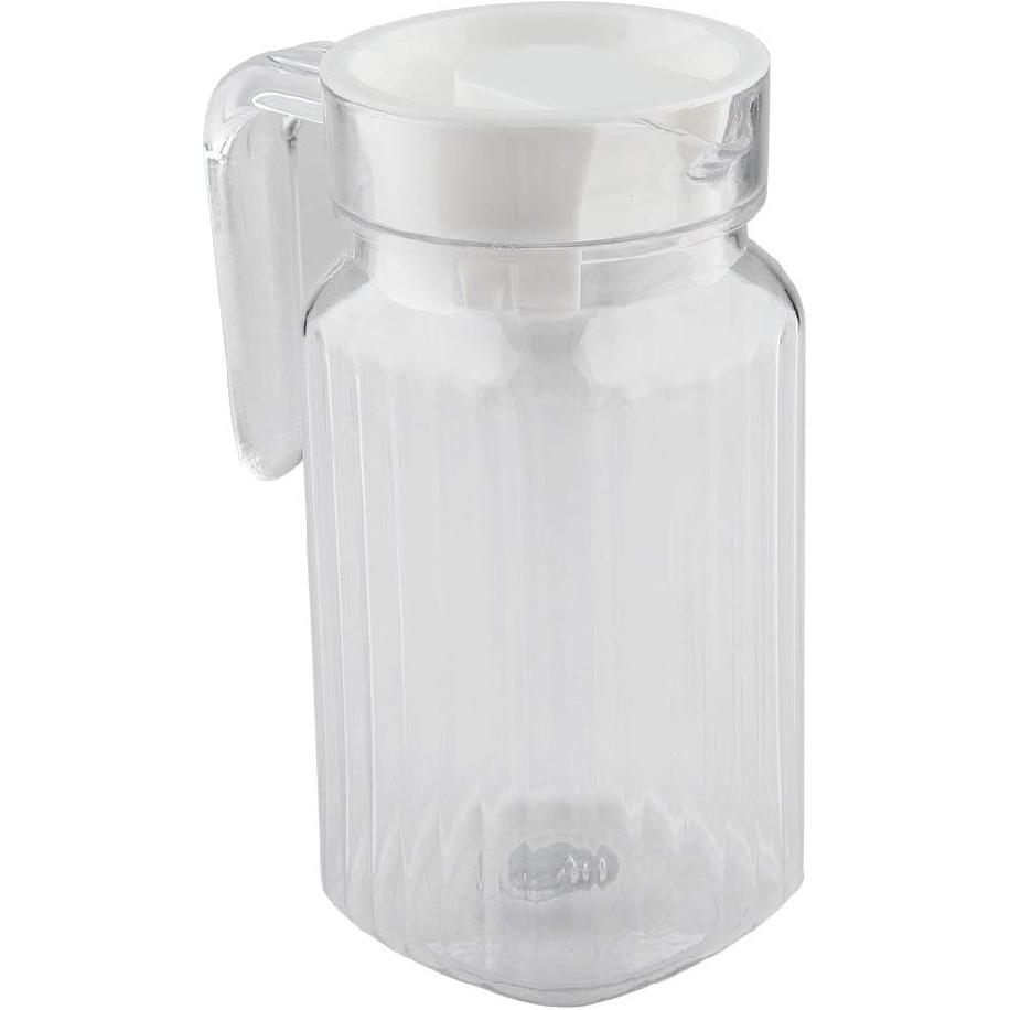 Tbest Acrylic Pitcher with Lid,Transparent Juice Jug Water Pitcher for Iced Tea,500ml Acrylic Transparent Bottle Striped Water Ice Cold Jug with Lid