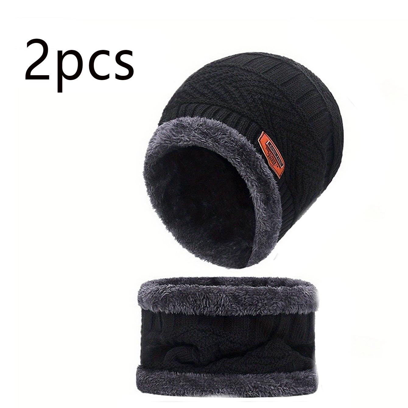 

4pcs sets Winter Warm Velvet men Hat Scarf Gloves Set For men and women Girls Outdoor Riding Hat Beanies Neck Protection Scarf C 3-8Y(51-53)
