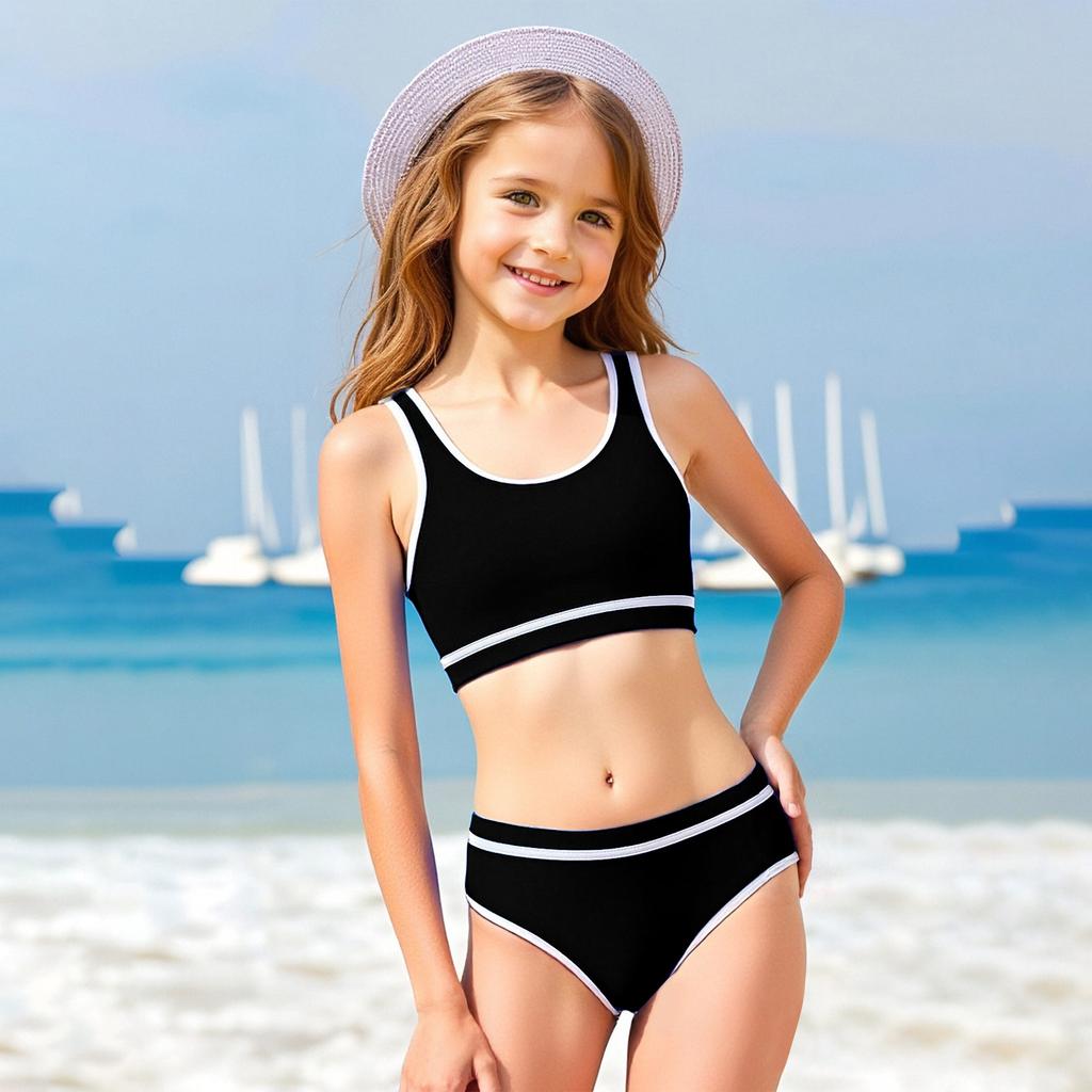 Ensemble Bikini pour Filles - Maillot de Bain Ado Haut & Bas Séparés