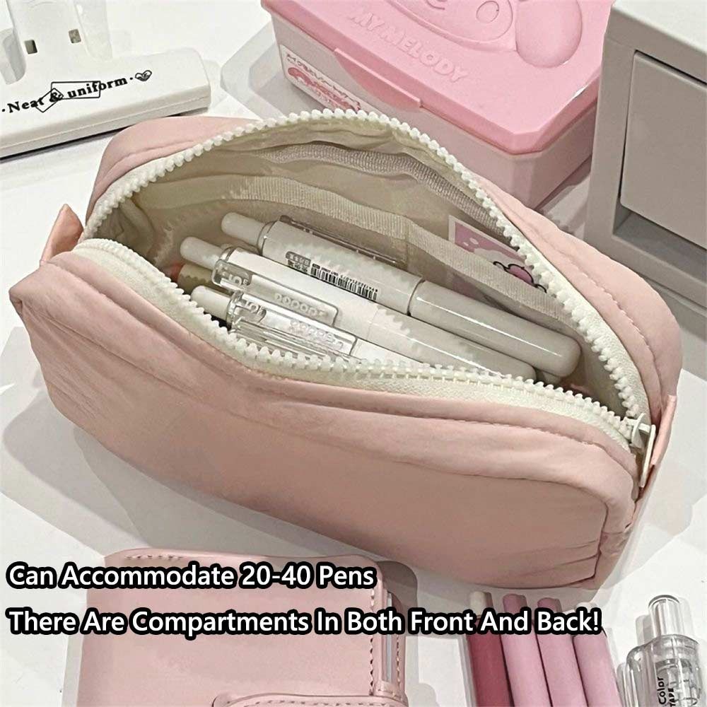 Solid Color Pencil Case Zipper Design Stationery Bag High Quality Pen Box  Students