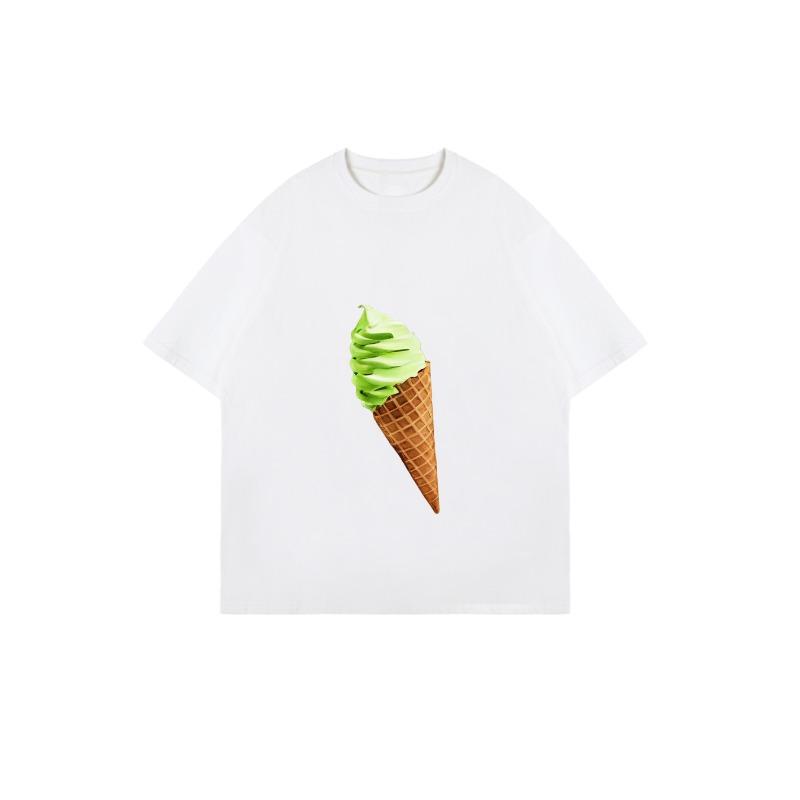 Oversized T-Shirt Black Ice Cream Cone Print Casual Summer Wear