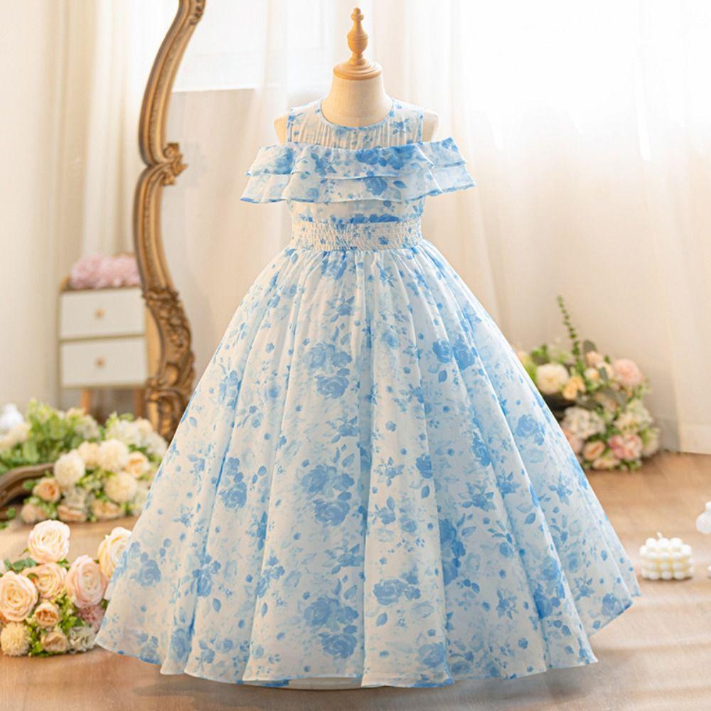 Loose Girls Chiffon Floral Dress Teenagers Children Princess Dress Summer Kids Dresses  Students