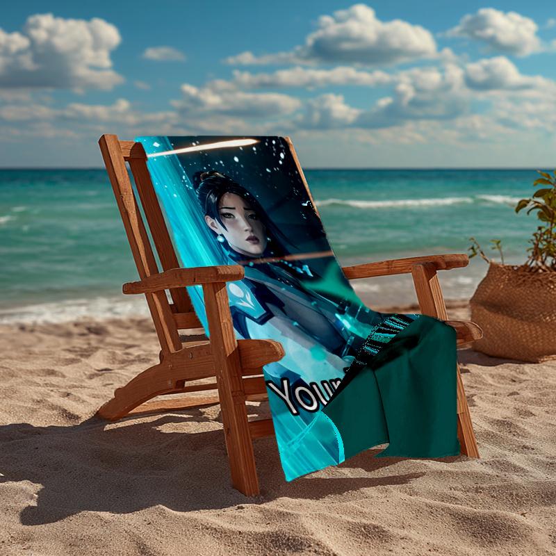Custom Name Ultra-Soft Beach Towel with Valorant Theme,Ideal for Pool - Camping, Diving - Perfect Travel Essential, Vibrant Beach Towel.