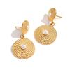 Autumn/Winter Pearl Geometric Disc Earrings - 18K Gold Plated Stainless Steel